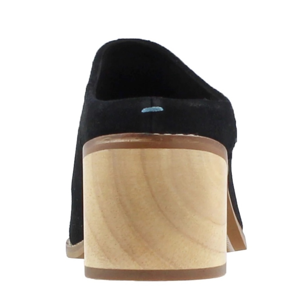 TOMS Leila black suede tassel mules size 8 LIKE NEW - Picture 6 of 10
